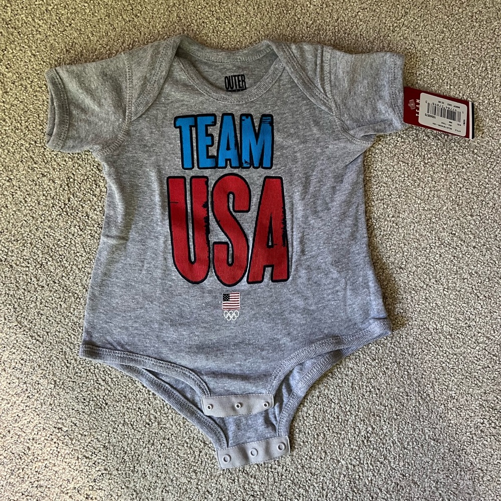 NWT Team USA Gray Baby Onesie Size 3-6 months